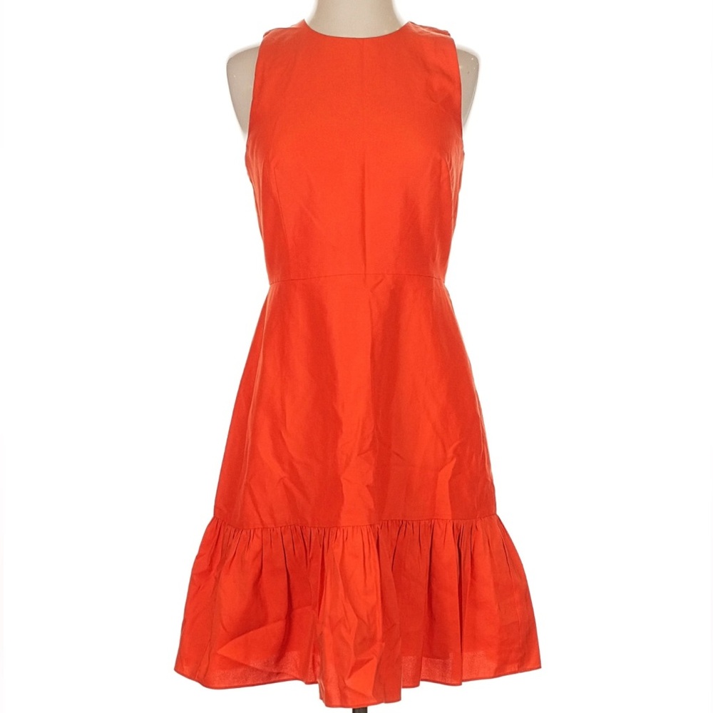 Bright coral Orange Sleeveless Ruffle-Hem Dress - Women